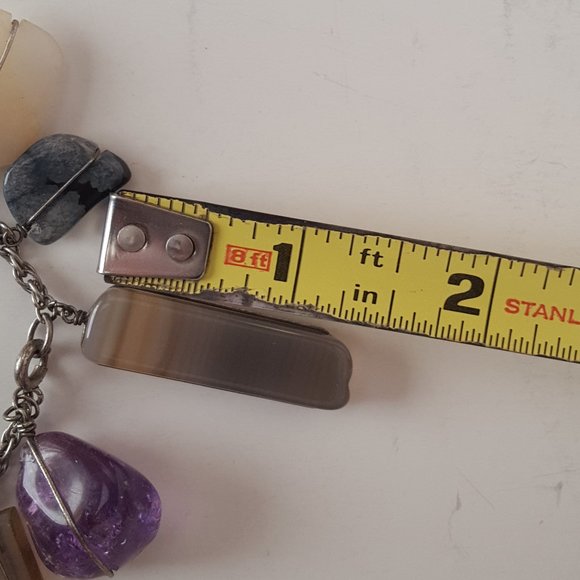 Vintage Polished Multi-Stone Sterling Silver Bracelet - Picture 6 of 11